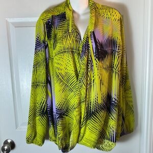 Gibson Latimer Women’s Long Sleeve V Neck Printed Blouse  XL
